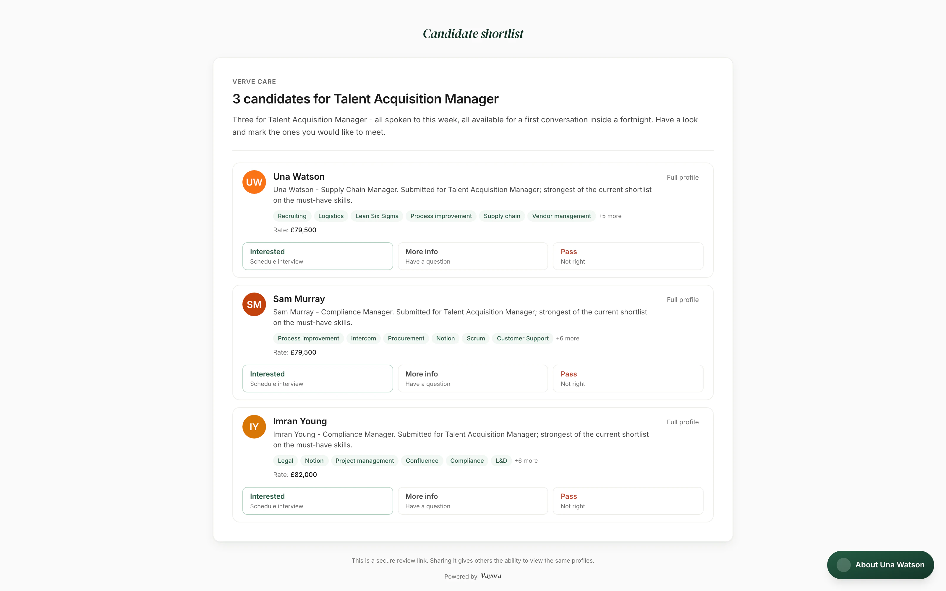 Client portal in Vayora